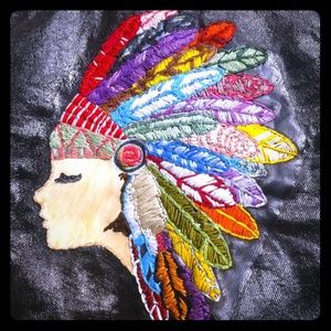 Hand embroidered denim jacket